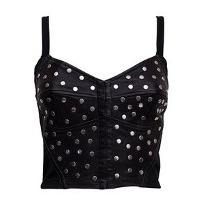 Dolce and Gabbana Black Leather Studded Bustier
